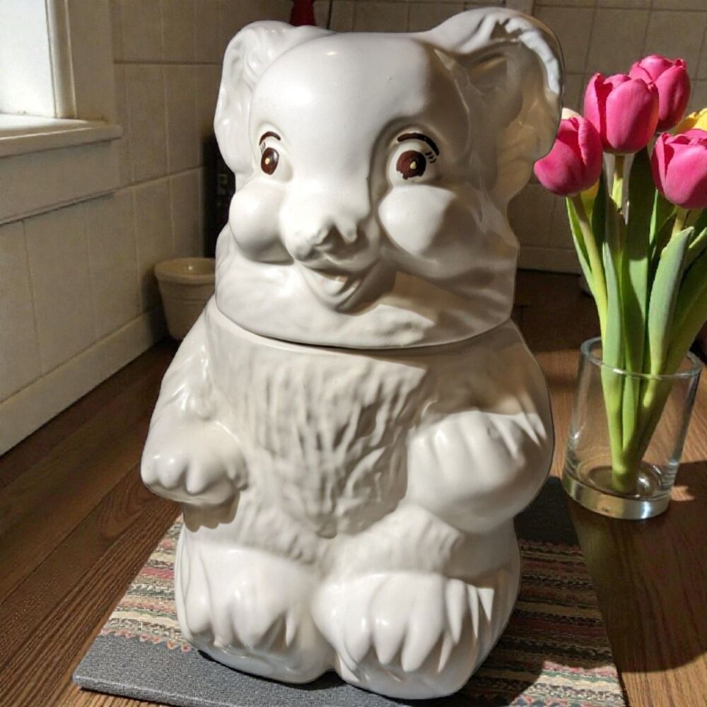 McCoy Bear Cookie Jar Vintage 1940s White Large Bear 12" ceramic